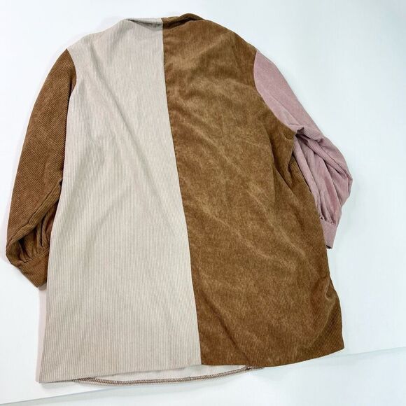 Nasty Gal Shirt Dress Womens 18 Button Up Corduroy Color Block patchwork fall - Picture 8 of 11